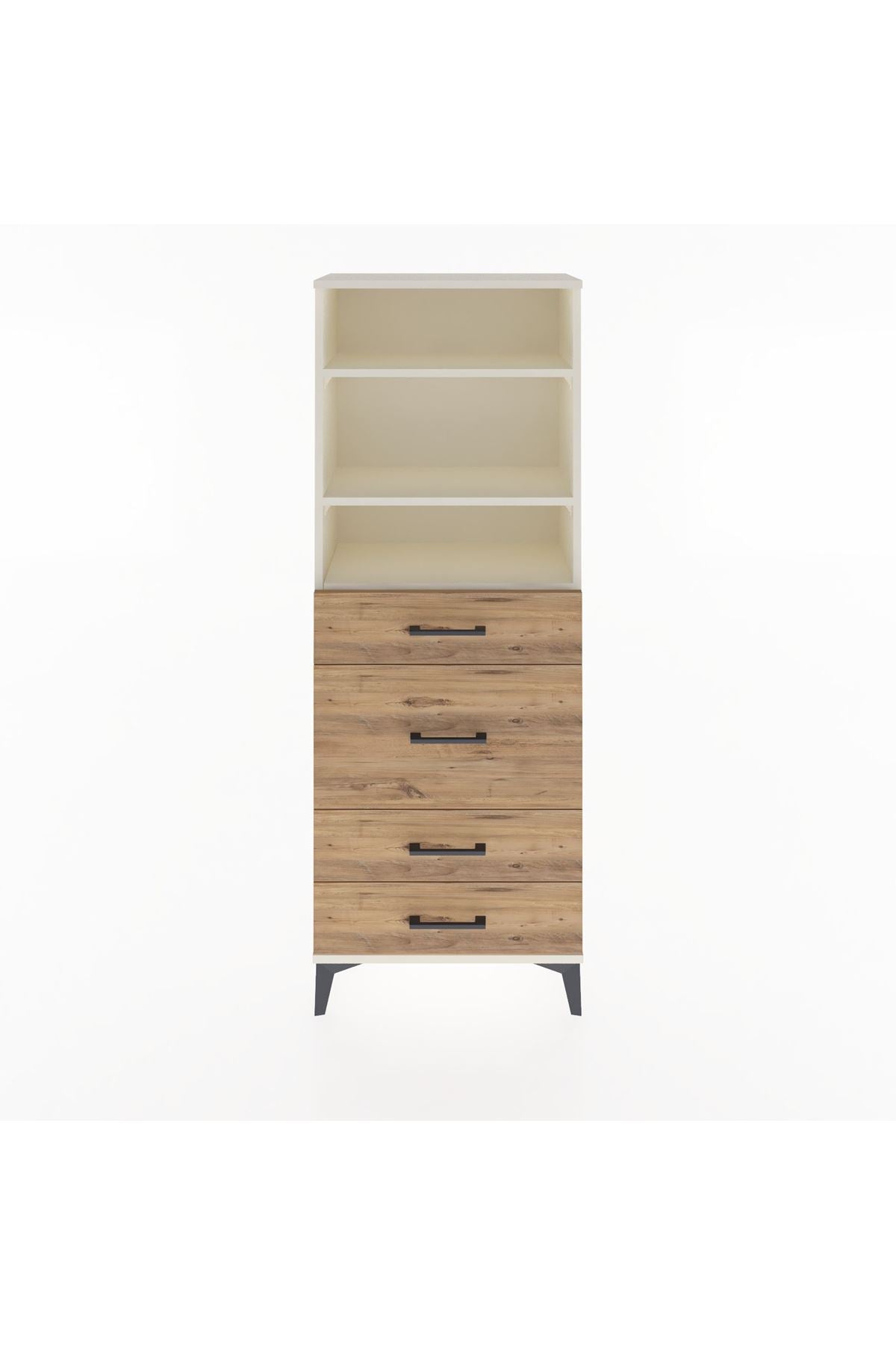 Arges Dolap 3 Raflı 4 Çekmeceli 60x30x163 Aytaşı-Çam