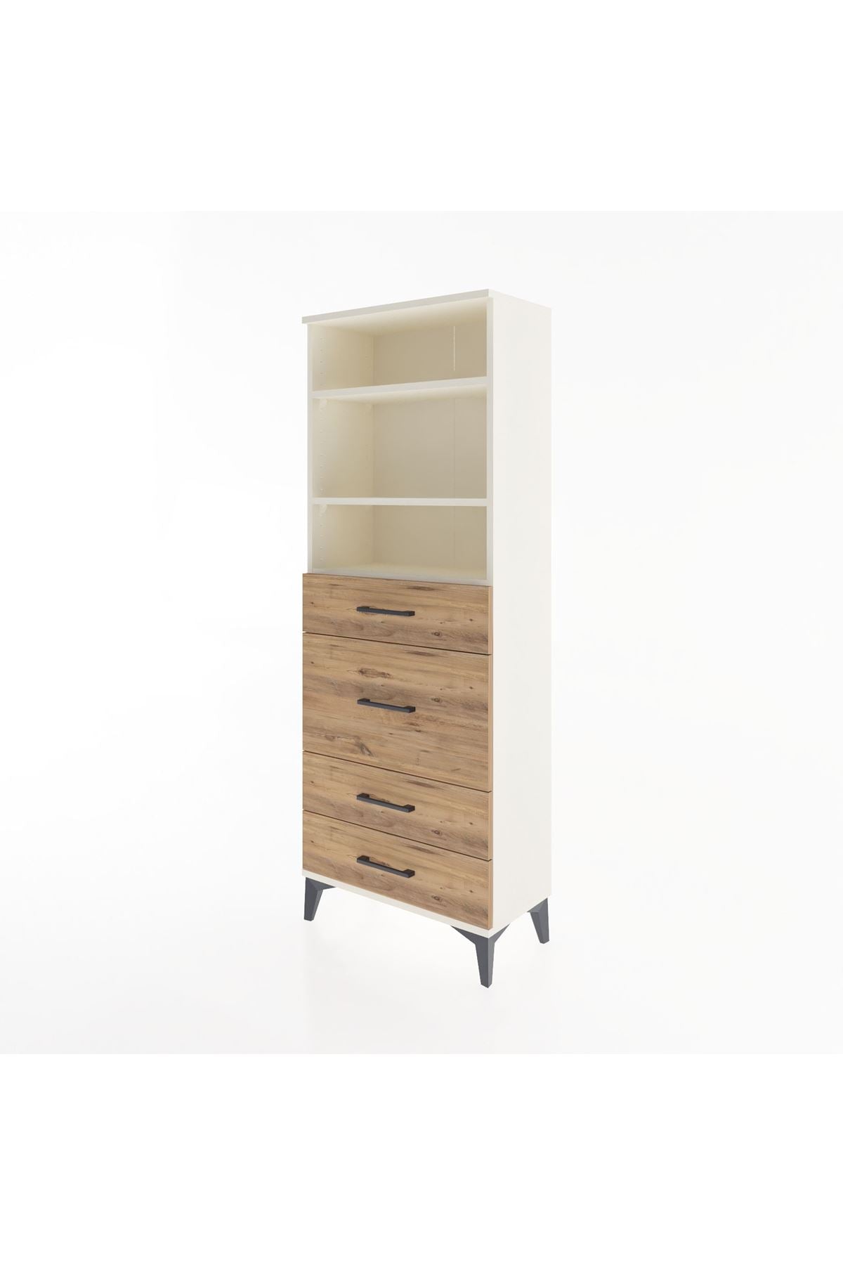 Arges Dolap 3 Raflı 4 Çekmeceli 60x30x163 Aytaşı-Çam