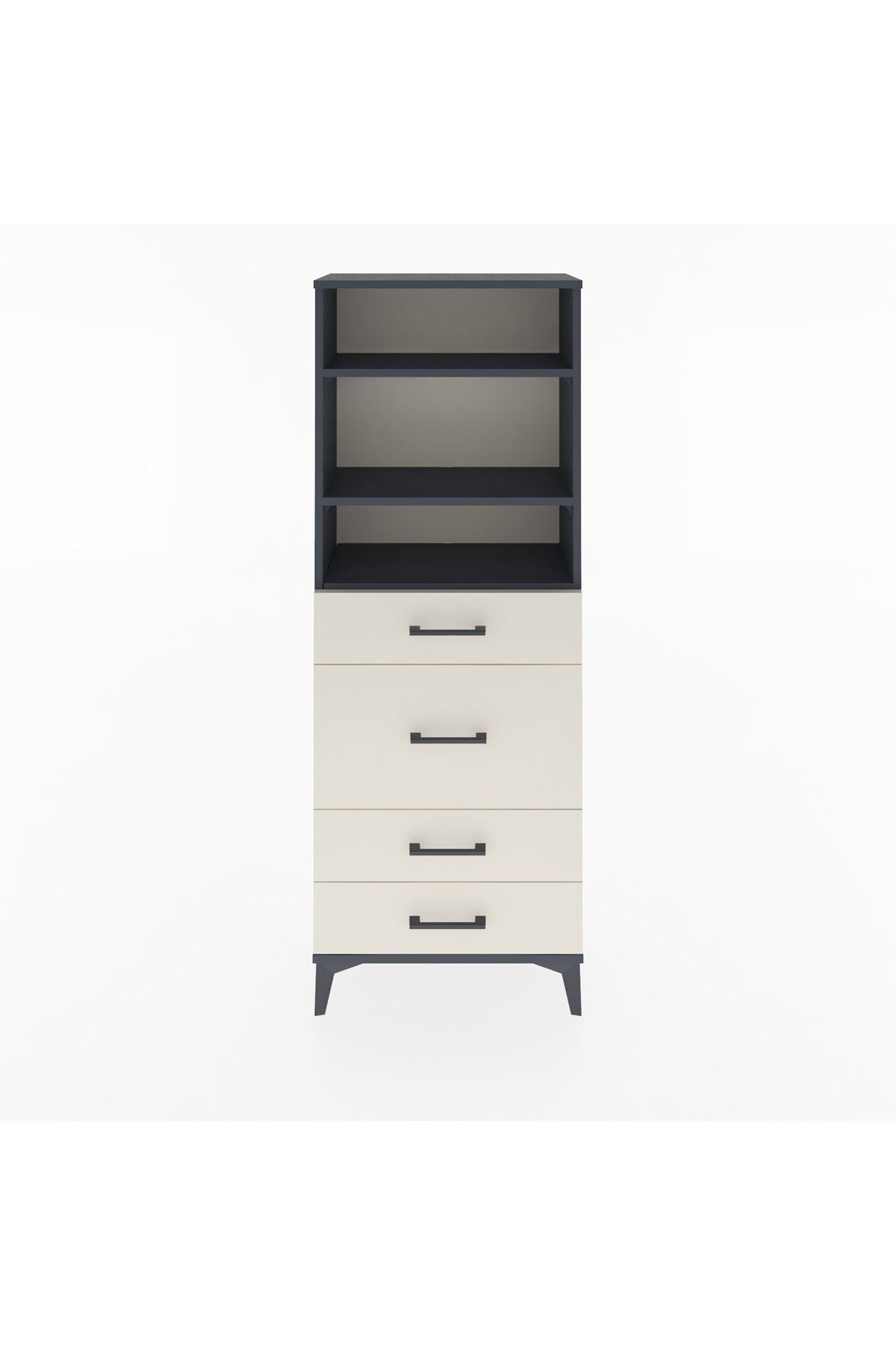 Arges Dolap 3 Raflı 4 Çekmeceli 60x30x163 Antrasit-Aytaşı