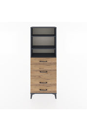 Arges Dolap 3 Raflı 4 Çekmeceli 60x30x163 Antrasit-Çam