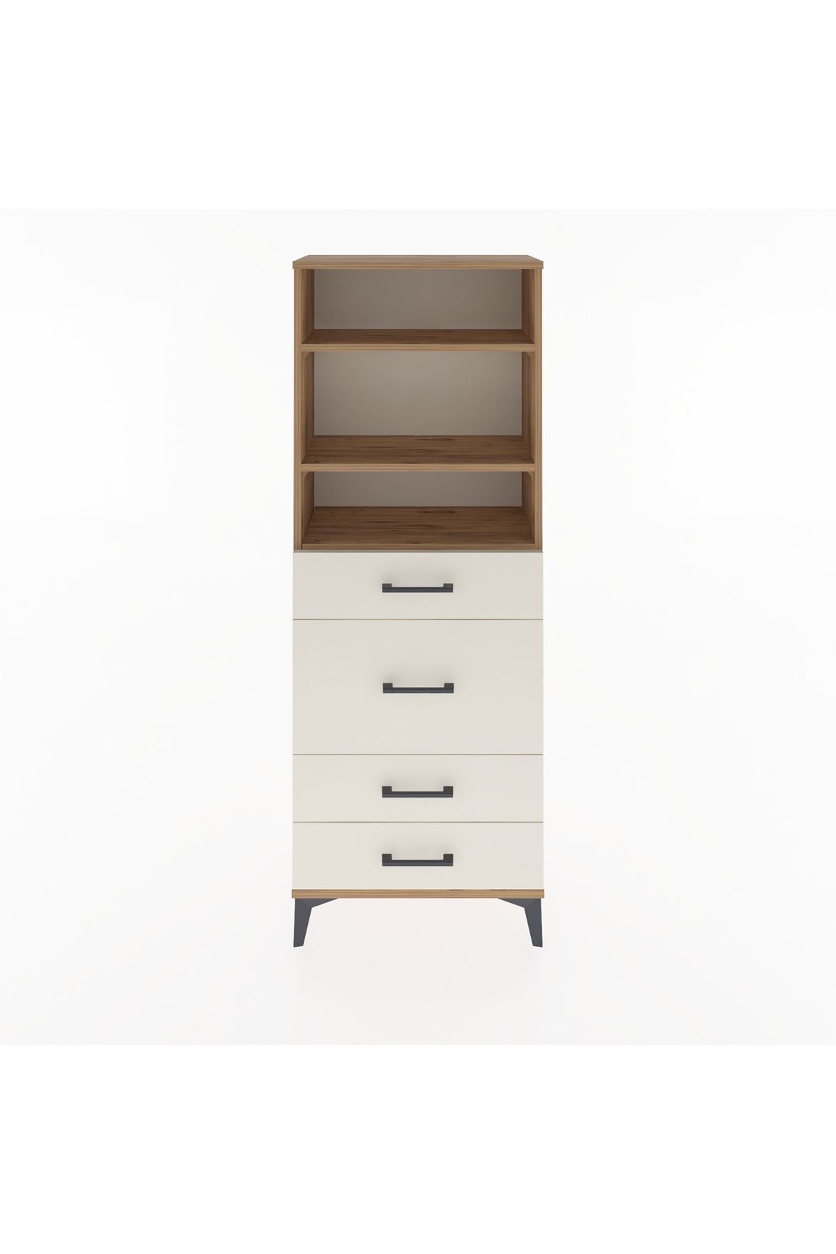 Arges Dolap 3 Raflı 4 Çekmeceli 60x30x163 Çam-Aytaşı