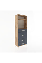 Arges Dolap 3 Raflı 4 Çekmeceli 60x30x163 Çam-Antrasit