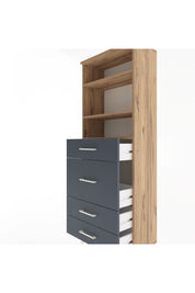 Arges Dolap 3 Raflı 4 Çekmeceli 60x30x163 Çam-Antrasit