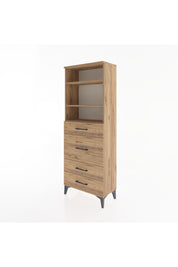 Arges Dolap 3 Raflı 4 Çekmeceli 60x30x163 Çam-Çam