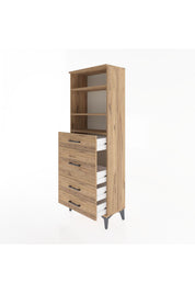 Arges Dolap 3 Raflı 4 Çekmeceli 60x30x163 Çam-Çam