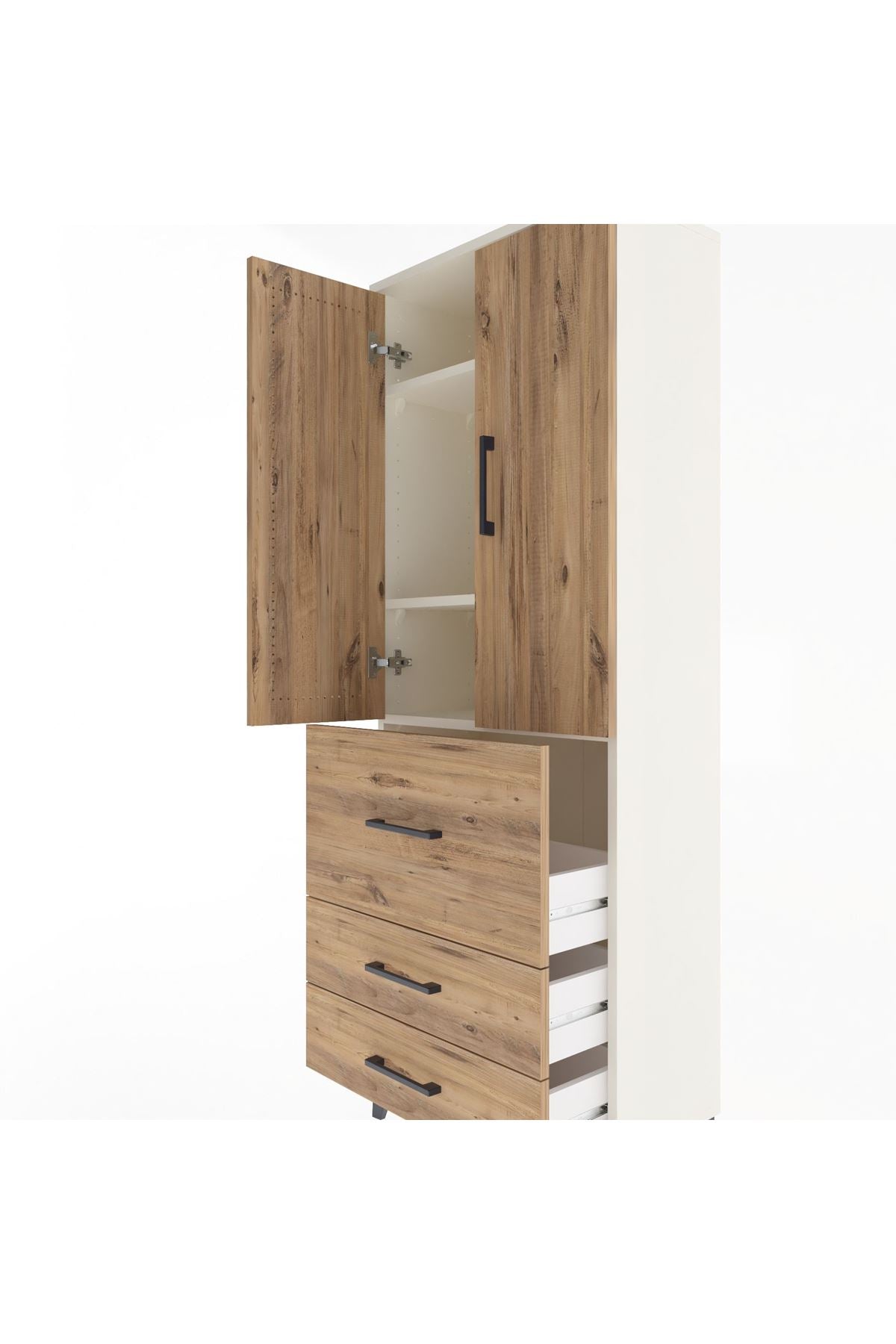 Arges Dolap 3 Raflı 3 Çekmeceli 2 Kapaklı 60x30x163 Aytaşı-Çam