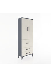 Arges Dolap 3 Raflı 3 Çekmeceli 2 Kapaklı 60x30x163 Antrasit-Aytaşı