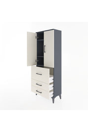 Arges Dolap 3 Raflı 3 Çekmeceli 2 Kapaklı 60x30x163 Antrasit-Aytaşı