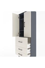 Arges Dolap 3 Raflı 3 Çekmeceli 2 Kapaklı 60x30x163 Antrasit-Aytaşı