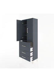 Arges Dolap 3 Raflı 3 Çekmeceli 2 Kapaklı 60x30x163 Antrasit-Antrasit