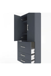 Arges Dolap 3 Raflı 3 Çekmeceli 2 Kapaklı 60x30x163 Antrasit-Antrasit