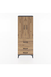 Arges Dolap 3 Raflı 3 Çekmeceli 2 Kapaklı 60x30x163 Antrasit-Çam