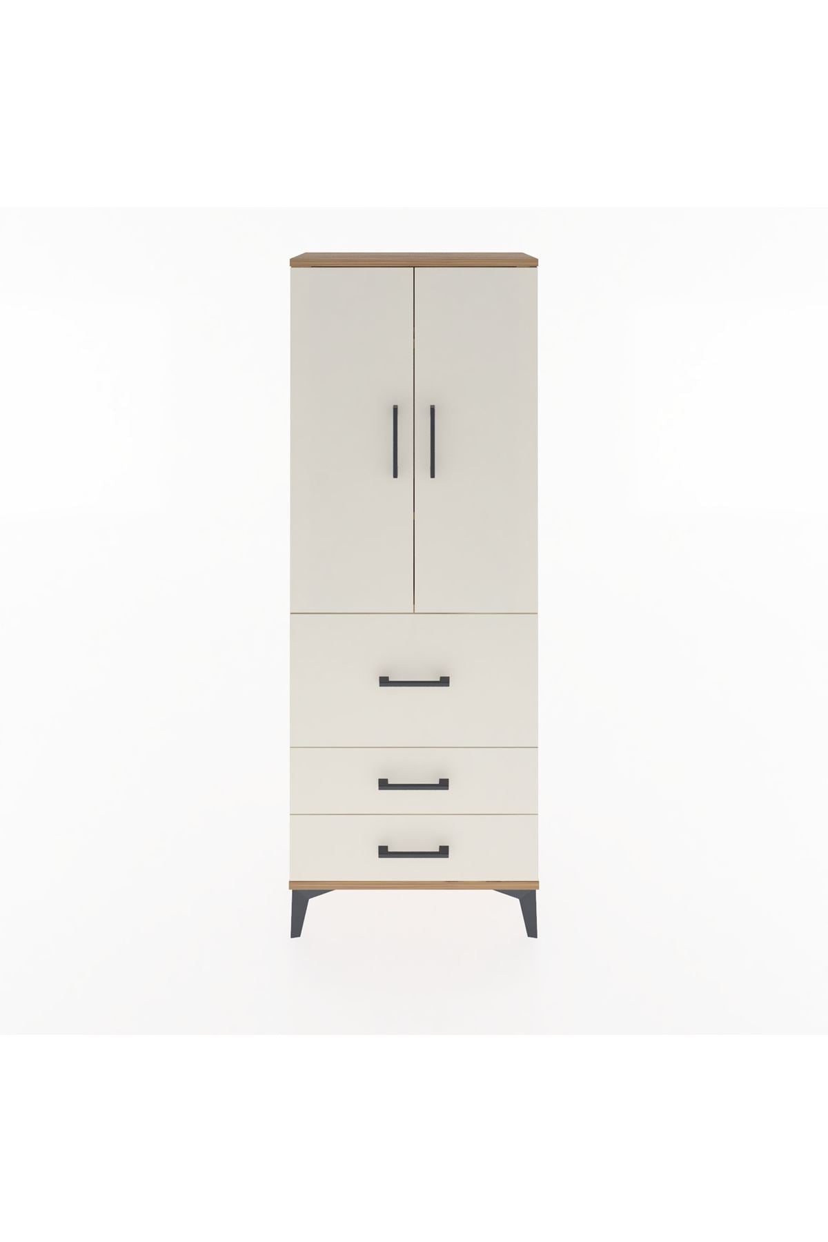 Arges Dolap 3 Raflı 3 Çekmeceli 2 Kapaklı 60x30x163 Çam-Aytaşı