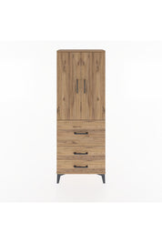 Arges Dolap 3 Raflı 3 Çekmeceli 2 Kapaklı 60x30x163 Çam-Çam