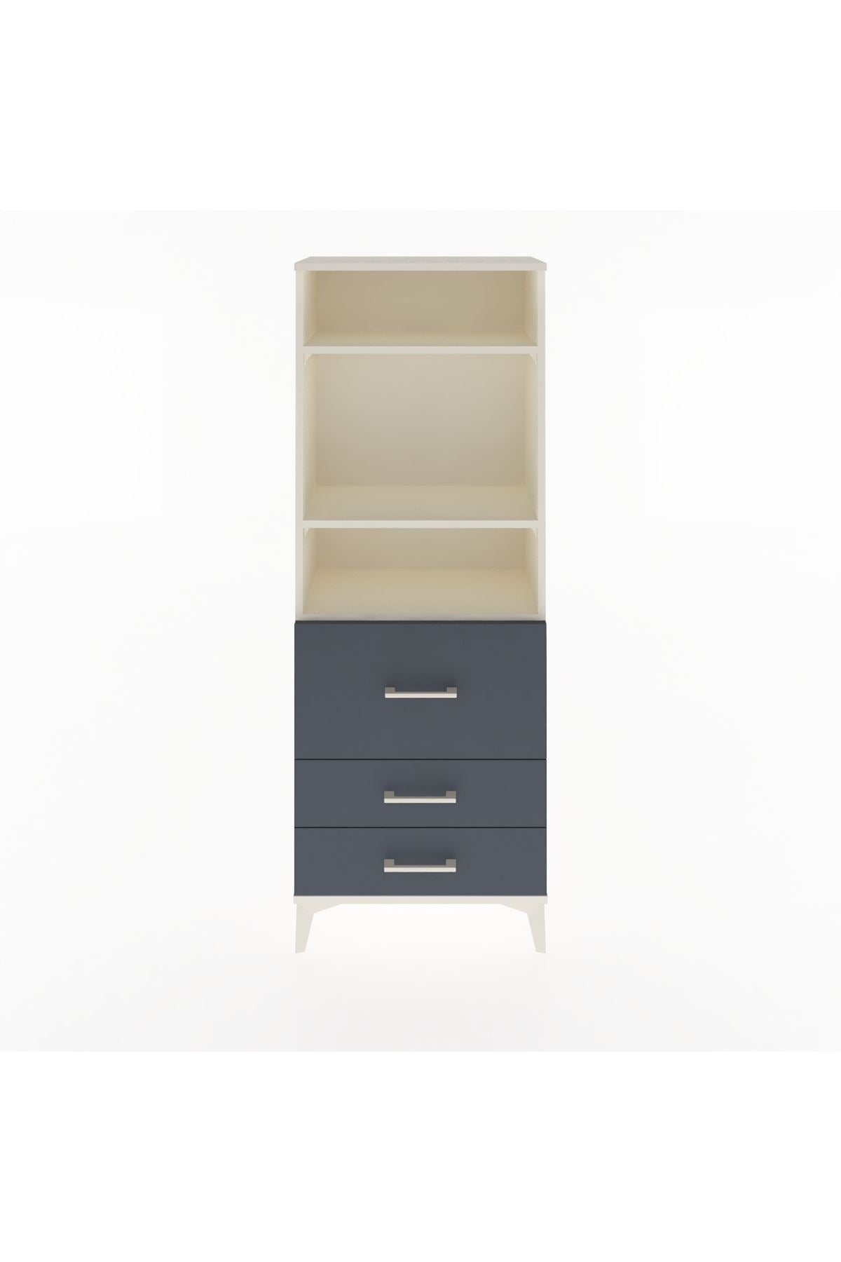 Arges Dolap 3 Raflı 3 Çekmeceli 60x30x163 Aytaşı-Antrasit