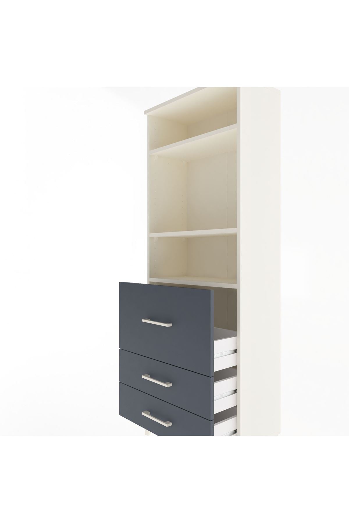 Arges Dolap 3 Raflı 3 Çekmeceli 60x30x163 Aytaşı-Antrasit