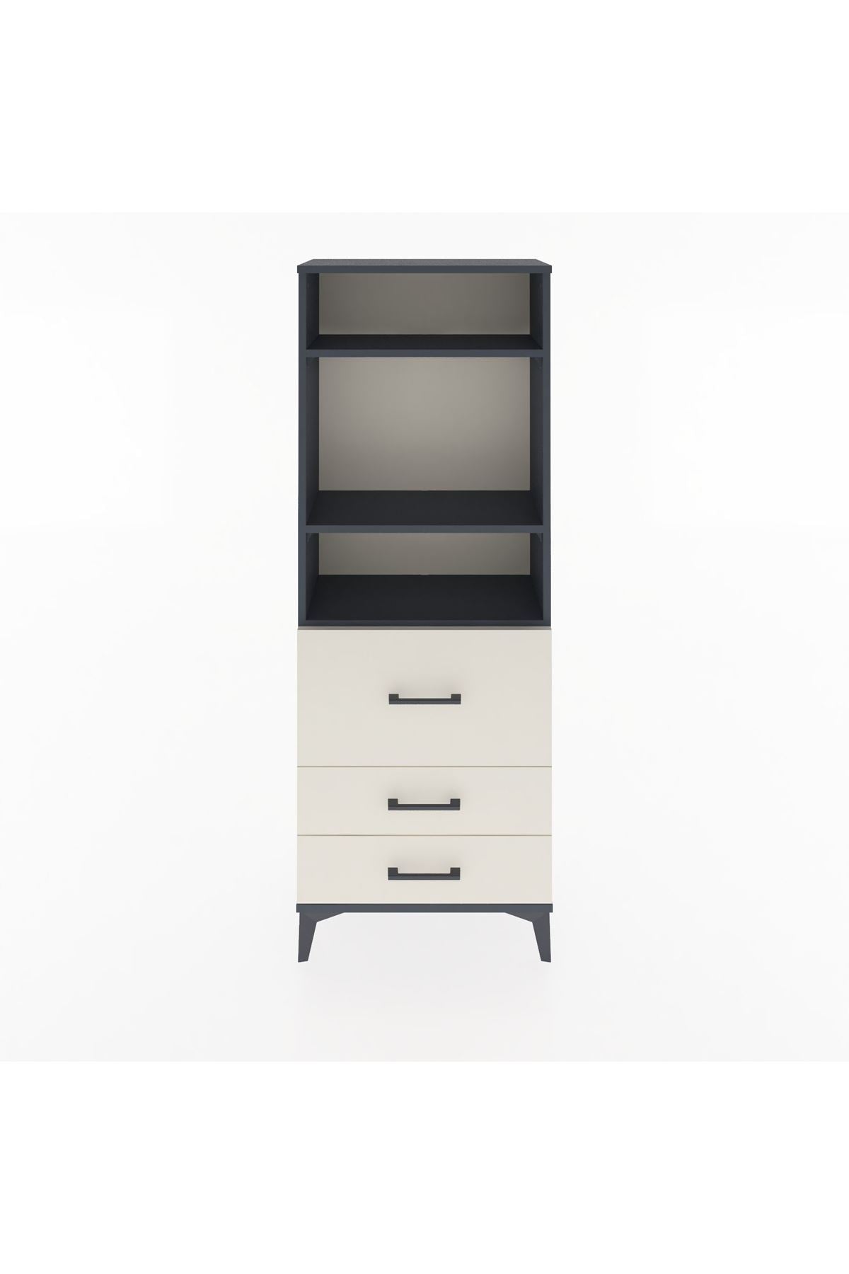 Arges Dolap 3 Raflı 3 Çekmeceli 60x30x163 Antrasit-Aytaşı