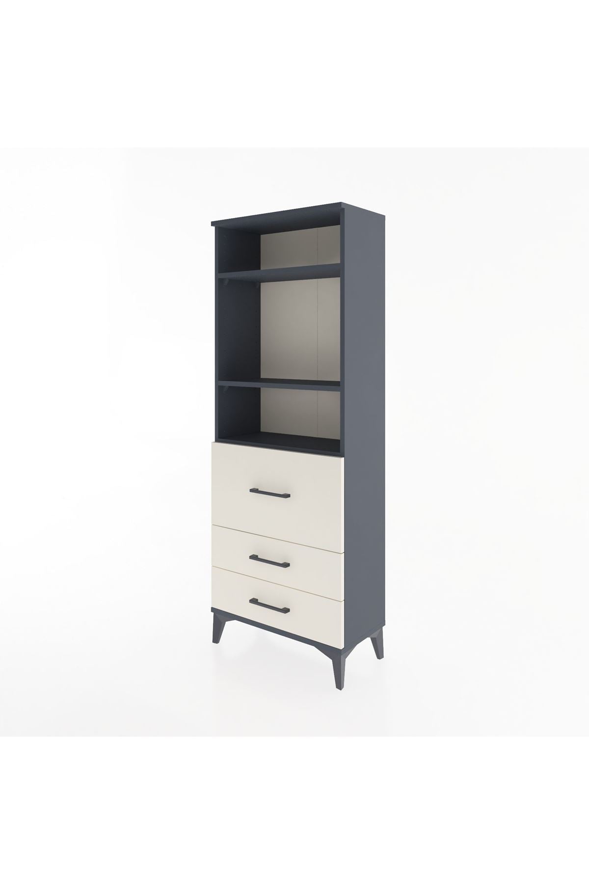 Arges Dolap 3 Raflı 3 Çekmeceli 60x30x163 Antrasit-Aytaşı