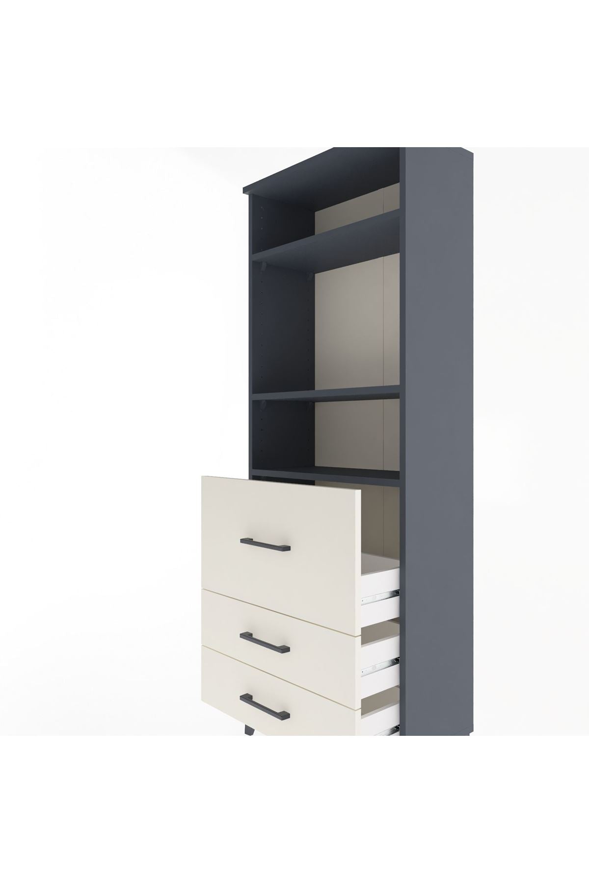 Arges Dolap 3 Raflı 3 Çekmeceli 60x30x163 Antrasit-Aytaşı