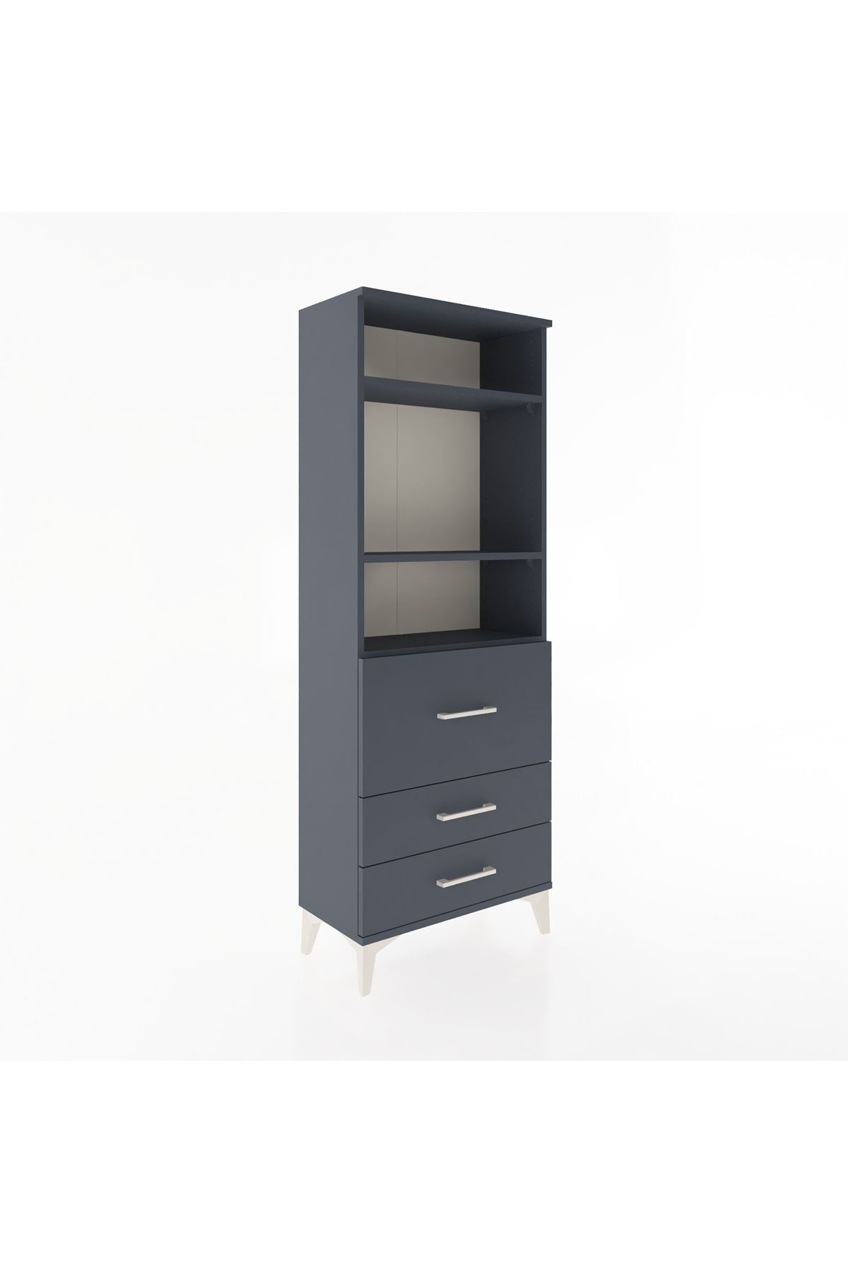 Arges Dolap 3 Raflı 3 Çekmeceli 60x30x163 Antrasit-Antrasit