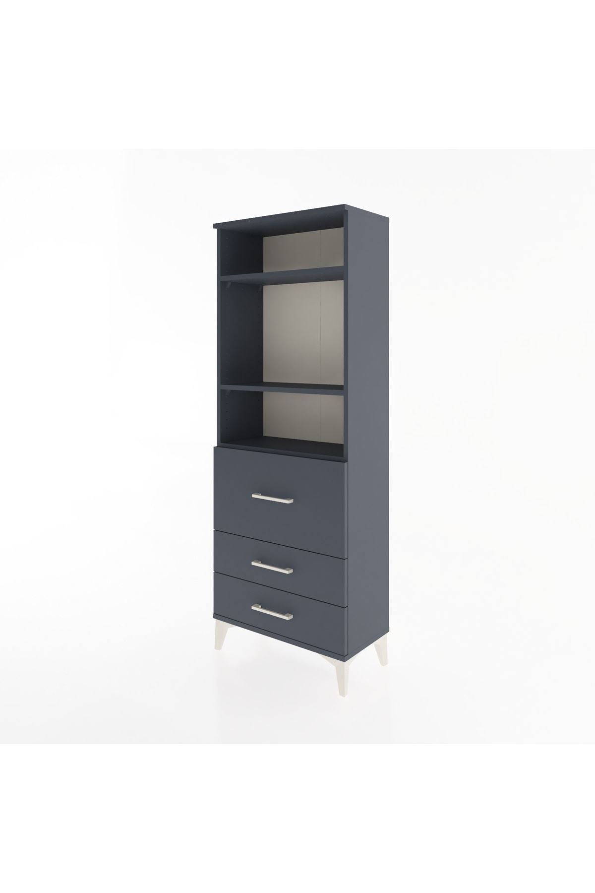 Arges Dolap 3 Raflı 3 Çekmeceli 60x30x163 Antrasit-Antrasit