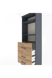 Arges Dolap 3 Raflı 3 Çekmeceli 60x30x163 Antrasit-Çam