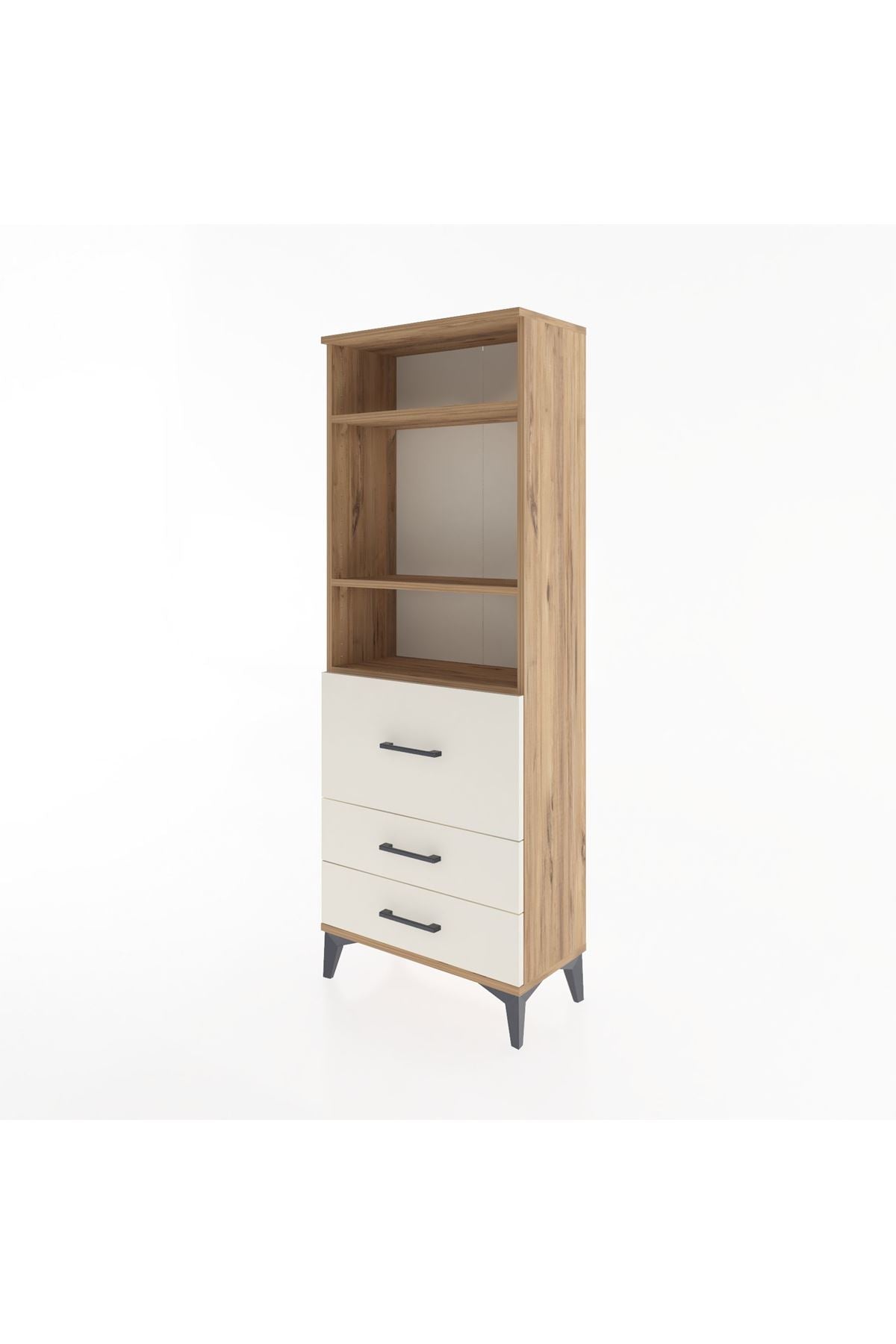 Arges Dolap 3 Raflı 3 Çekmeceli 60x30x163 Çam-Aytaşı