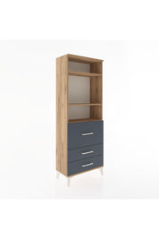Arges Dolap 3 Raflı 3 Çekmeceli 60x30x163 Çam-Antrasit