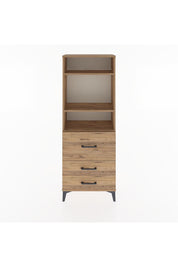 Arges Dolap 3 Raflı 3 Çekmeceli 60x30x163 Çam-Çam