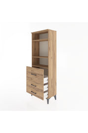 Arges Dolap 3 Raflı 3 Çekmeceli 60x30x163 Çam-Çam