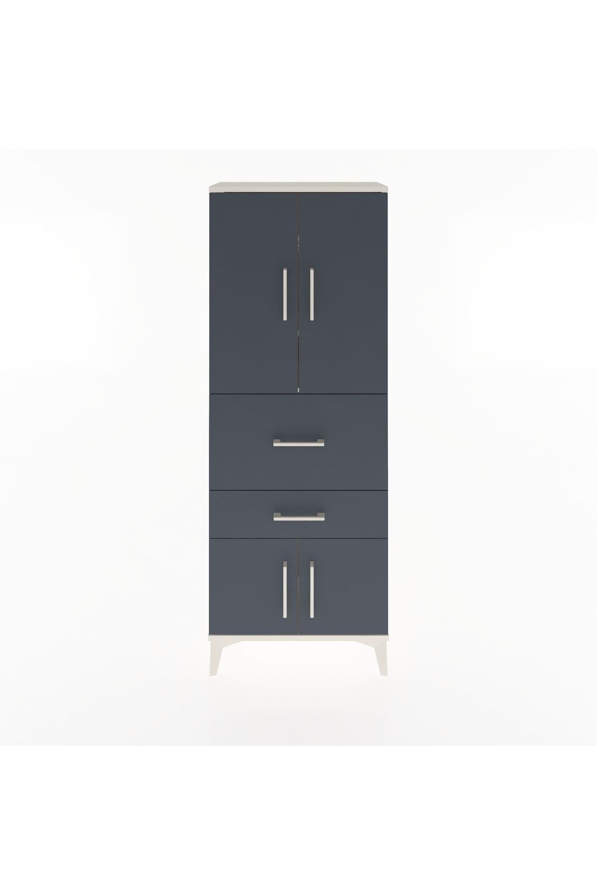 Arges Dolap 3 Raflı 2 Çekmeceli 4 Kapaklı 60x30x163 Aytaşı-Antrasit
