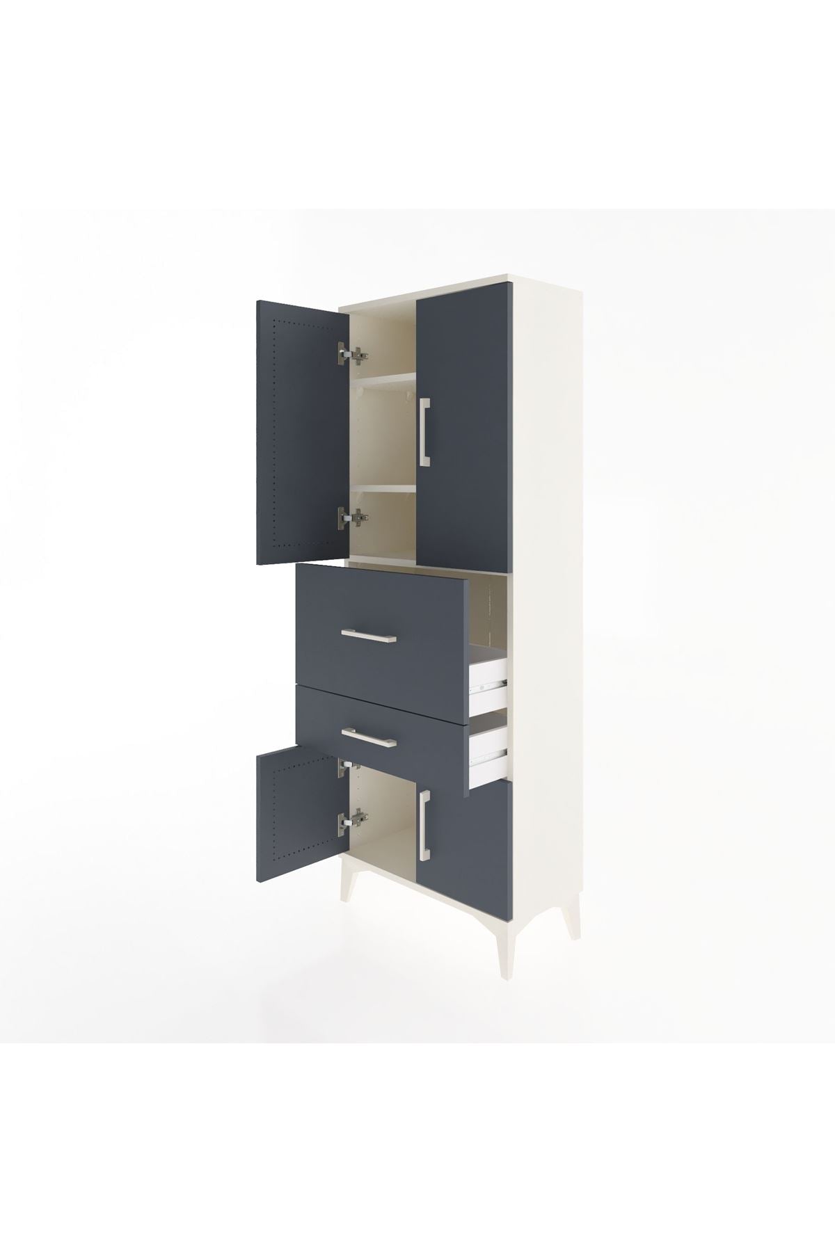 Arges Dolap 3 Raflı 2 Çekmeceli 4 Kapaklı 60x30x163 Aytaşı-Antrasit