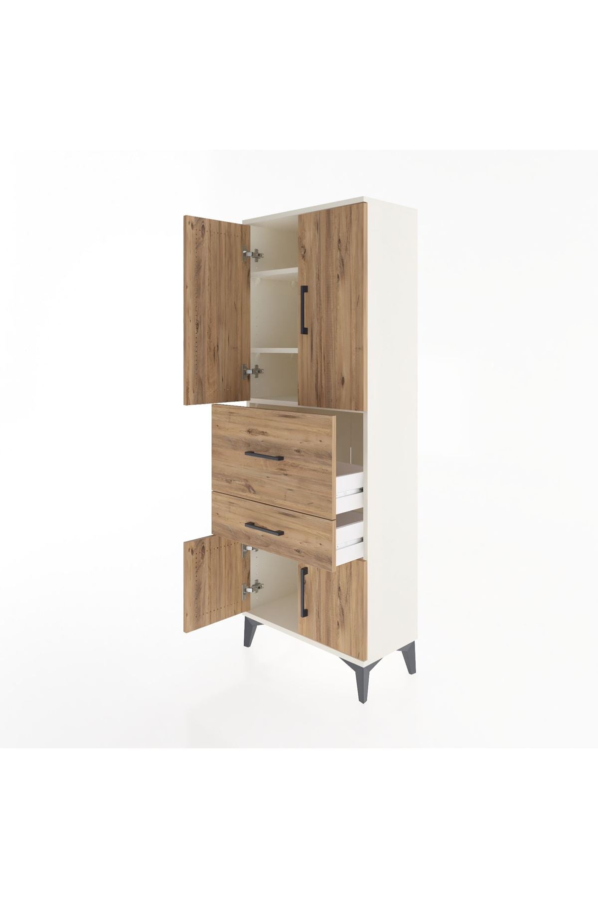 Arges Dolap 3 Raflı 2 Çekmeceli 4 Kapaklı 60x30x163 Aytaşı-Çam