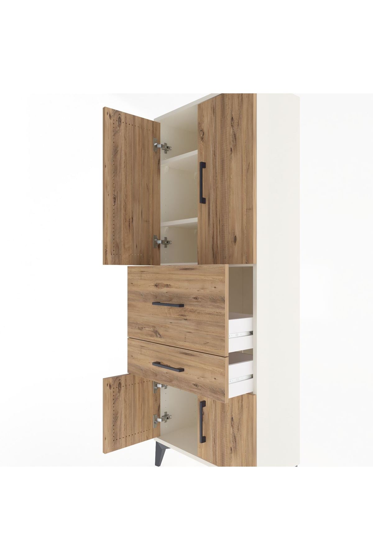 Arges Dolap 3 Raflı 2 Çekmeceli 4 Kapaklı 60x30x163 Aytaşı-Çam