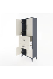 Arges Dolap 3 Raflı 2 Çekmeceli 4 Kapaklı 60x30x163 Antrasit-Aytaşı