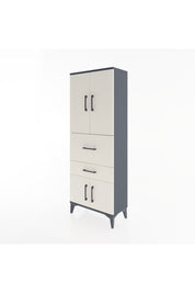 Arges Dolap 3 Raflı 2 Çekmeceli 4 Kapaklı 60x30x163 Antrasit-Aytaşı