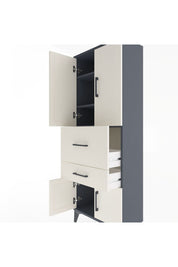 Arges Dolap 3 Raflı 2 Çekmeceli 4 Kapaklı 60x30x163 Antrasit-Aytaşı