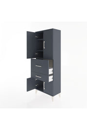 Arges Dolap 3 Raflı 2 Çekmeceli 4 Kapaklı 60x30x163 Antrasit-Antrasit