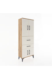 Arges Dolap 3 Raflı 2 Çekmeceli 4 Kapaklı 60x30x163 Çam-Aytaşı