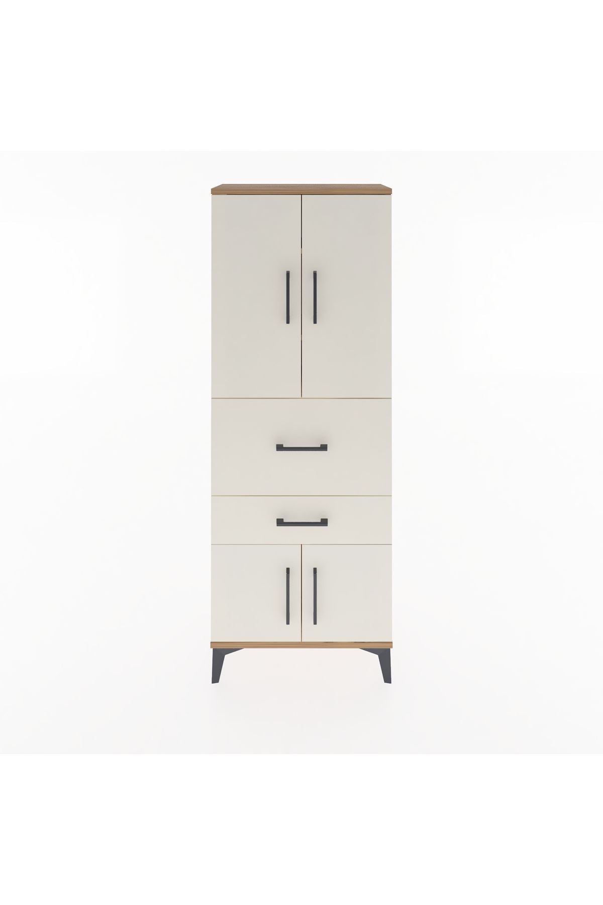 Arges Dolap 3 Raflı 2 Çekmeceli 4 Kapaklı 60x30x163 Çam-Aytaşı