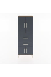 Arges Dolap 3 Raflı 2 Çekmeceli 4 Kapaklı 60x30x163 Çam-Antrasit