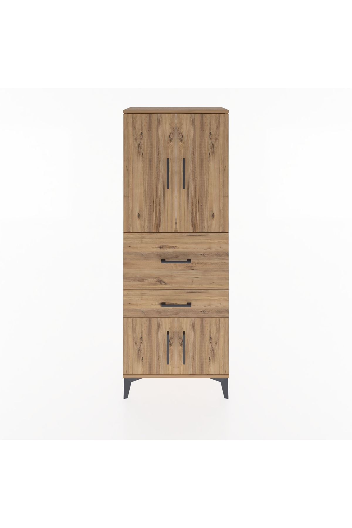 Arges Dolap 3 Raflı 2 Çekmeceli 4 Kapaklı 60x30x163 Çam-Çam