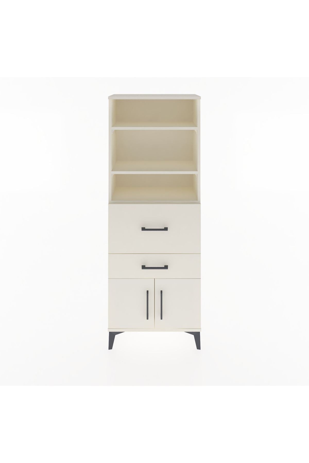 Arges Dolap 3 Raflı 2 Çekmeceli 2 Kapaklı 60x30x163 Aytaşı-Aytaşı