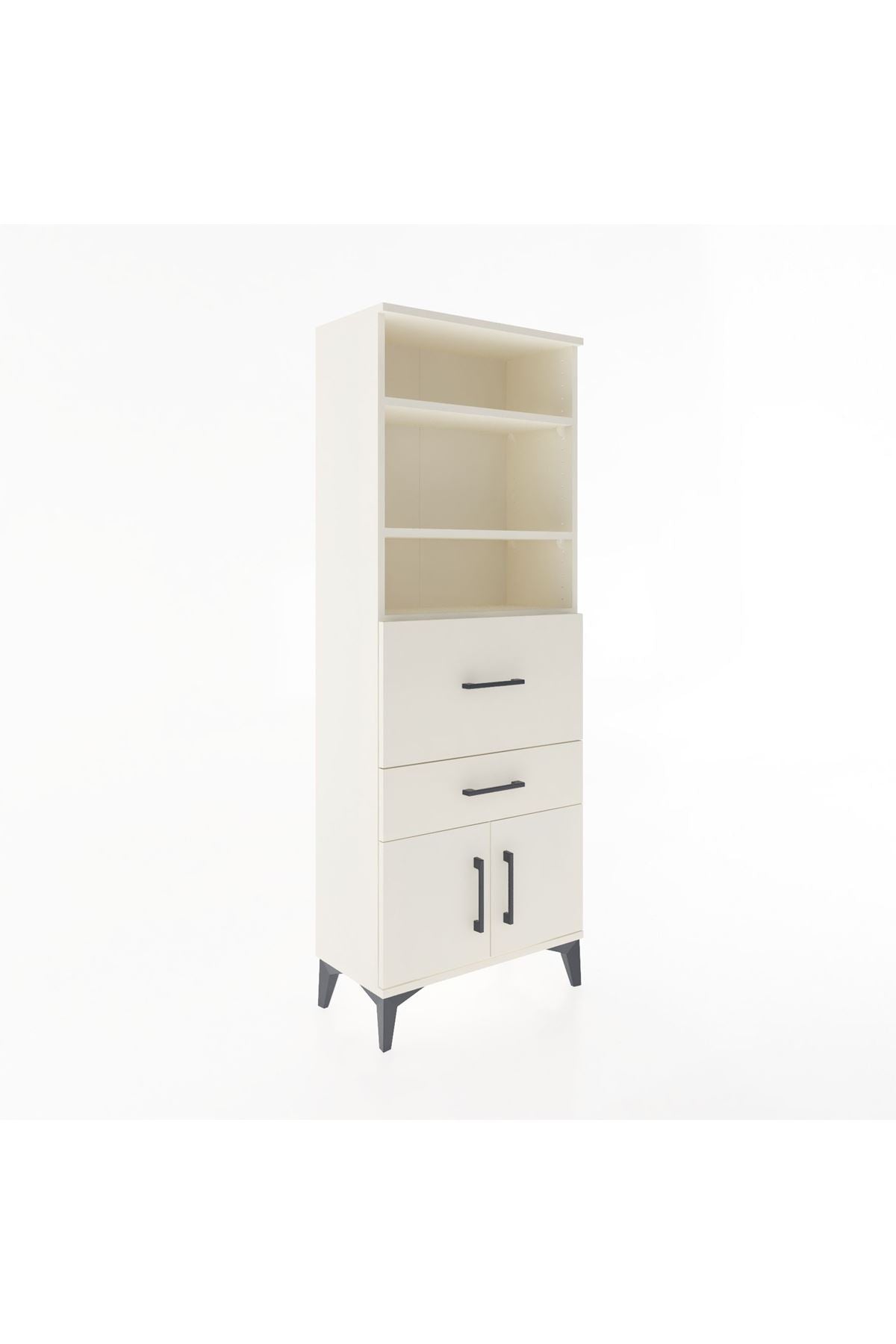 Arges Dolap 3 Raflı 2 Çekmeceli 2 Kapaklı 60x30x163 Aytaşı-Aytaşı