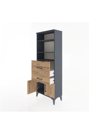Arges Dolap 3 Raflı 2 Çekmeceli 2 Kapaklı 60x30x163 Antrasit-Çam