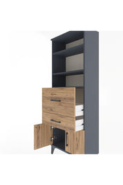 Arges Dolap 3 Raflı 2 Çekmeceli 2 Kapaklı 60x30x163 Antrasit-Çam