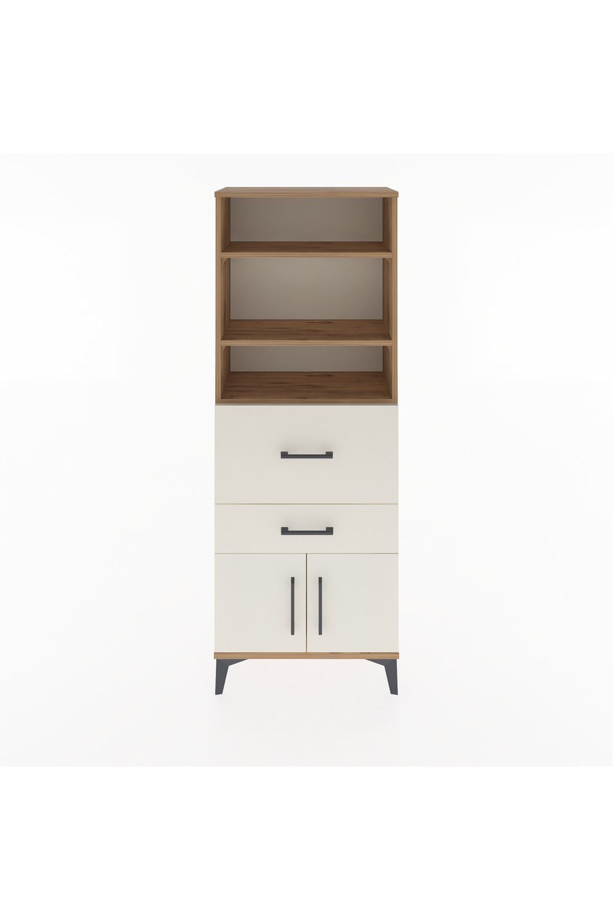Arges Dolap 3 Raflı 2 Çekmeceli 2 Kapaklı 60x30x163 Çam-Aytaşı