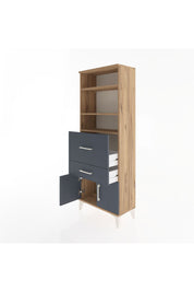 Arges Dolap 3 Raflı 2 Çekmeceli 2 Kapaklı 60x30x163 Çam-Antrasit