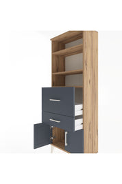 Arges Dolap 3 Raflı 2 Çekmeceli 2 Kapaklı 60x30x163 Çam-Antrasit