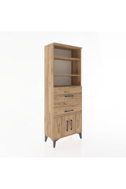 Arges Dolap 3 Raflı 2 Çekmeceli 2 Kapaklı 60x30x163 Çam-Çam
